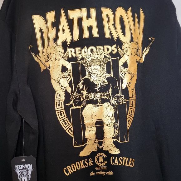 NWT DEATH ROW RECORDS Mens Black and Gold Hoodie - Picture 4 of 8